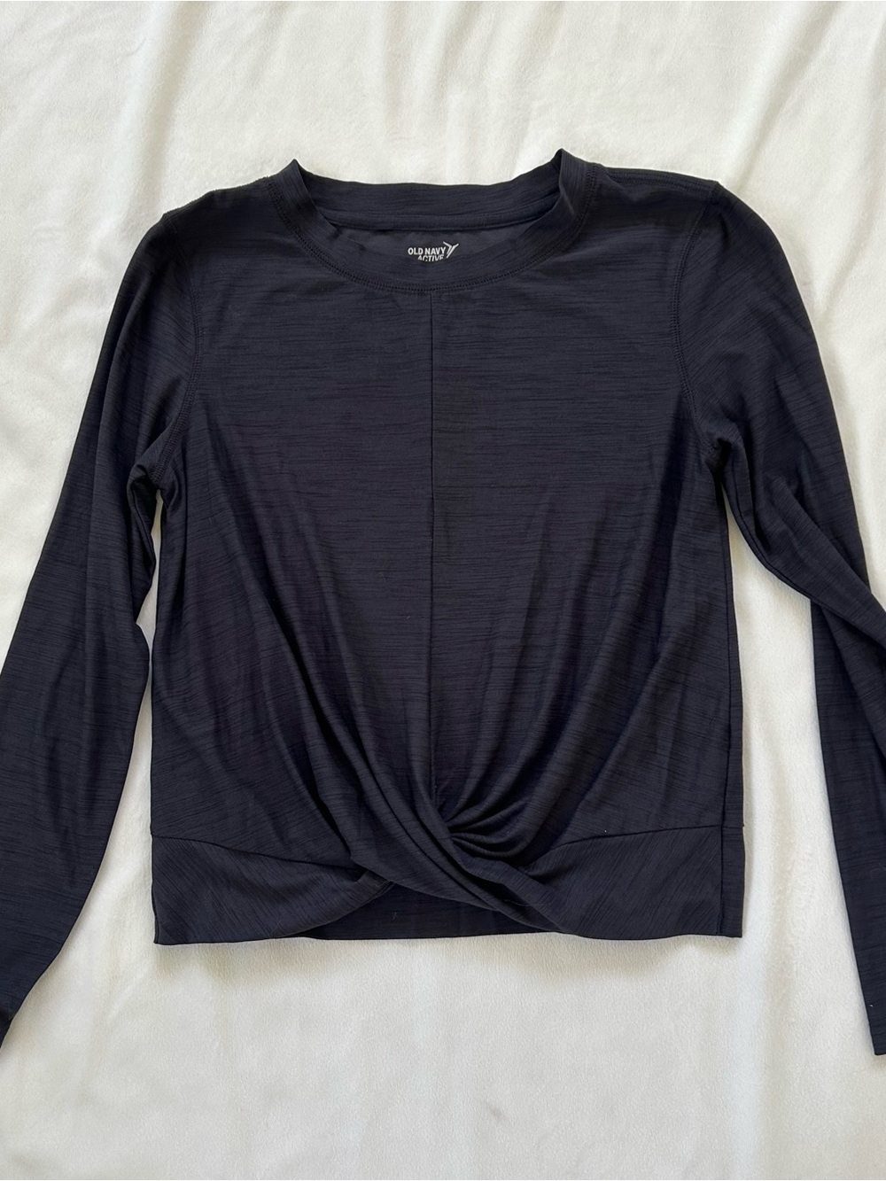 Old Navy Black Long Sleeve Twist-Hem Tee